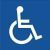 A pictogram of a wheelchair